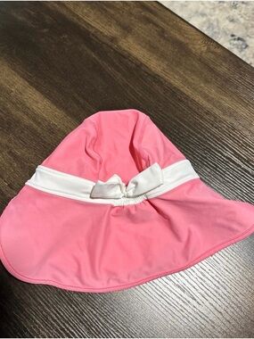 Hanna Andersson Pink Sun Hat with White Bow Trim